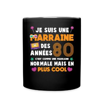 Demande annonce marraine rétro années 80 lunettes - Mug uni - noir - Devant