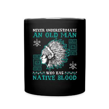 Un vieil homme qui a des Amérindiens de sang natif - Mug uni - noir - Devant