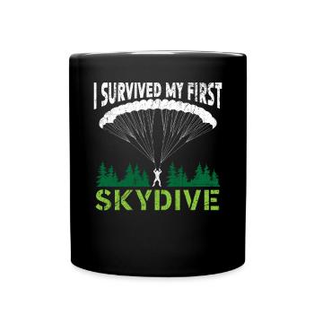 I Survived My First Skydive Parachute Skydiver - Full Colour Mug - black - Front