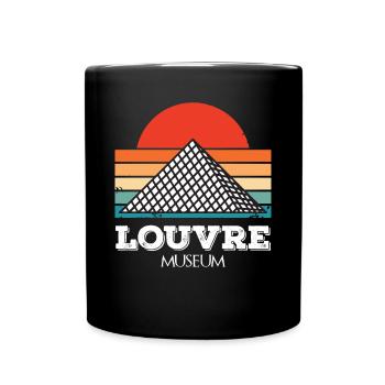 Louvre Museum Sunrise Paris France Art - Full Colour Mug - black - Front