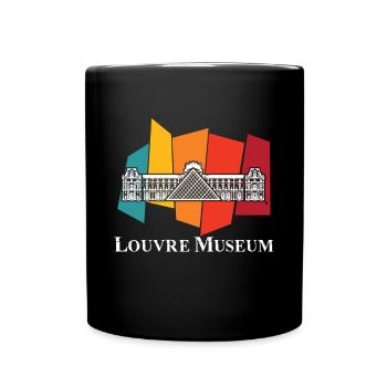 Louvre Museum Paris Retro Skyline France Art - Full Colour Mug - black - Front