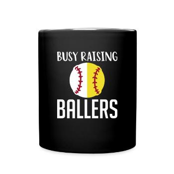 Busy Rasing Ballers Softball Baseball Shirt - Tasse einfarbig - Schwarz - Vorne