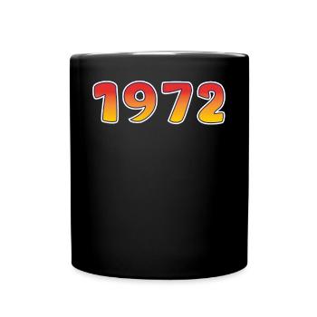 1972 Année chanceuse en orange - Design jaune - Mug uni - noir - Devant