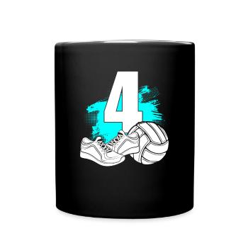 Volleyball 4 years old Volleyball player 4th birthday - Full Colour Mug - black - Front