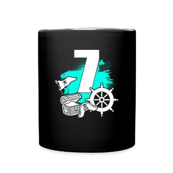 Pirate 7 years old pirates treasure 7th birthday - Full Colour Mug - black - Front