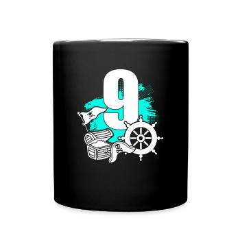 Pirate 9 years old pirates treasure 9th birthday - Full Colour Mug - black - Front