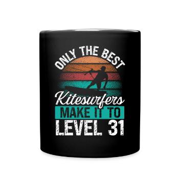 31 Kitesurf Level 31 Year Retro Kiteboarding - Full Colour Mug - black - Front