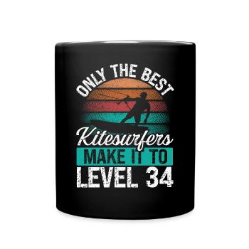 34 Kitesurf Niveau 34 Ans Rétro Kitesurf - Mug uni - noir - Devant