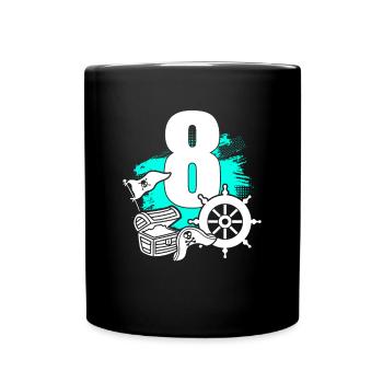 Pirate 8 year old pirates treasure 8th birthday - Full Colour Mug - black - Front