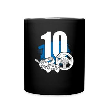 Contrôleur de jeu 10 ans Gamer 10 anniversaire - Mug uni - noir - Devant