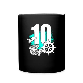 Pirat 10 Jahre alte Piraten Schatz 10. Geburtstag - Tasse einfarbig - Schwarz - Vorne