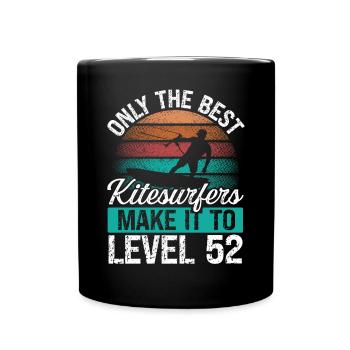 52 Kitesurf Level 52 Year Retro Kiteboarding - Full Colour Mug - black - Front