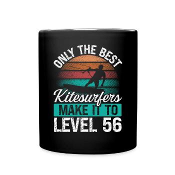 56 Kitesurf Level 56 Year Retro Kiteboarding - Tasse einfarbig - Schwarz - Vorne