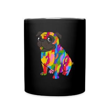 Pug Colorful - Full Colour Mug - black - Front