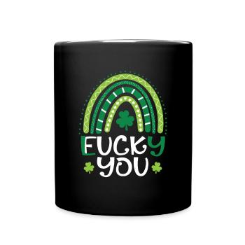 Lucky You Rainbow Shamrock - Full Colour Mug - black - Front