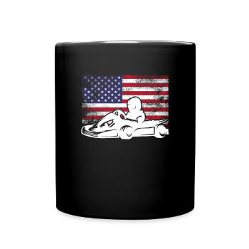 Go Kart Funny Go Kart Driver USA America Drapeau - Mug uni - noir - Devant