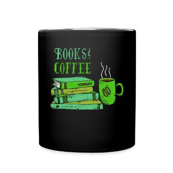 Bücher Kaffee Kaffeeliebhaber Buch Bibliothek - Tasse einfarbig - Schwarz - Vorne