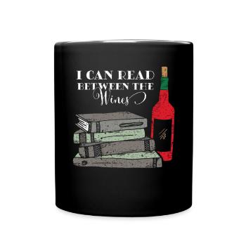 Bücher Lesen Wein Weinliebhaber Bücherwurm Buch - Tasse einfarbig - Schwarz - Vorne
