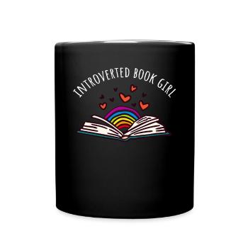 Introverted book Girl Lesen Bücher Buchliebhaber - Tasse einfarbig - Schwarz - Vorne