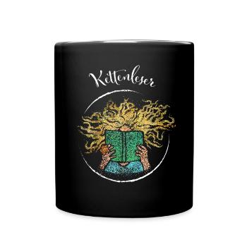 Leseratte Bücher Literatur Romane Leseratte - Tasse einfarbig - Schwarz - Vorne