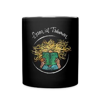 Lesen Träumen Bücher Literatur Romane Leseratte - Tasse einfarbig - Schwarz - Vorne