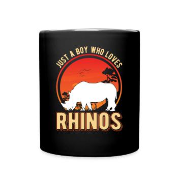 Just a Boy who loves Rhinos Nashorn - Tasse einfarbig - Schwarz - Vorne