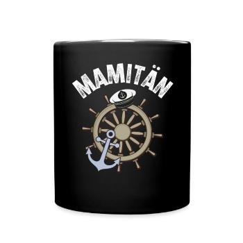 Mamitän Kapitän Segeln Motorboot Boot - Tasse einfarbig - Schwarz - Vorne
