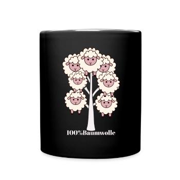 Tshirt Baumwolle - Tasse einfarbig - Schwarz - Vorne