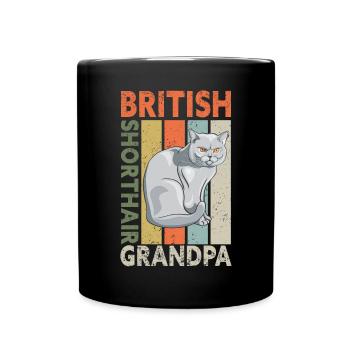 British Shorthair Grandpa Cat Dad Gift - Full Colour Mug - black - Front