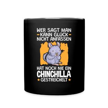 Chinchilla streicheln Wollmaus Nagetier - Tasse einfarbig - Schwarz - Vorne