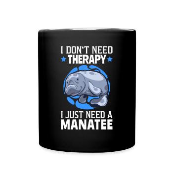 Seekühe sind meine Therapie Meeressäuger Seekuh - Tasse einfarbig - Schwarz - Vorne