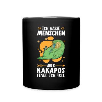 Kakapos finde ich toll flugunfähiger Papagei - Tasse einfarbig - Schwarz - Vorne