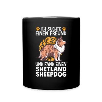 Fand meinen Shetland Sheepdog Sheltie - Tasse einfarbig - Schwarz - Vorne