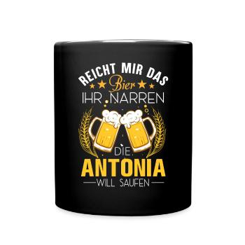Antonia Spruch Bier - Tasse einfarbig - Schwarz - Vorne
