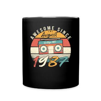 Baujahr 1987 Im August - Tasse einfarbig - Schwarz - Vorne