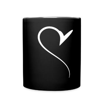 Halbes Weises Herz Simpel - Tasse einfarbig - Schwarz - Vorne