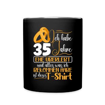 Leinenhochzeit 35 Jahre Verheiratet Hochzeitstag - Tasse einfarbig - Schwarz - Vorne