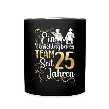 Silberhochzeit 25 Jahre Verheiratet Hochzeitstag - Tasse einfarbig - Schwarz - Vorne