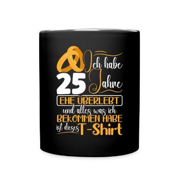 Silberhochzeit 25 Jahre Verheiratet Hochzeitstag - Tasse einfarbig - Schwarz - Vorne