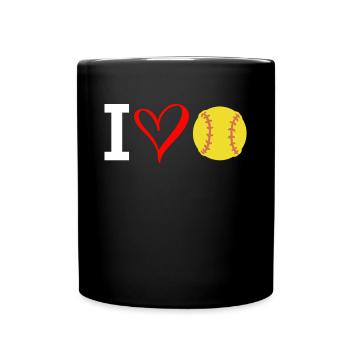 I Love Softball Shirt Geschenk - Tasse einfarbig - Schwarz - Vorne