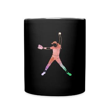 Softball Spielerin Shirt Geschenk - Tasse einfarbig - Schwarz - Vorne