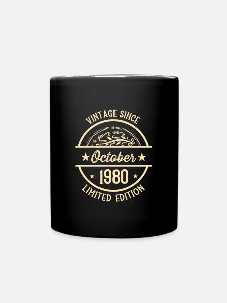 Geburtstag Vintage seit Oktober 1980 - Tasse einfarbig - Schwarz