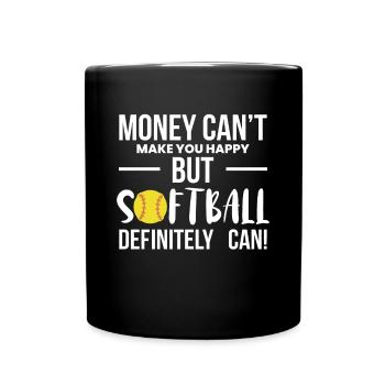 L’argent ne peut pas vous rendre heureux, mais le softball - Mug uni - noir - Devant