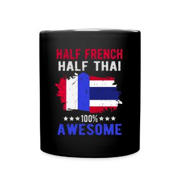 Moitié Français moitié thaï - Mug uni - noir - Devant