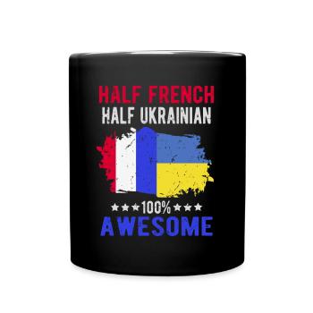 Half French Half Ukrainian - Full Colour Mug - black - Front