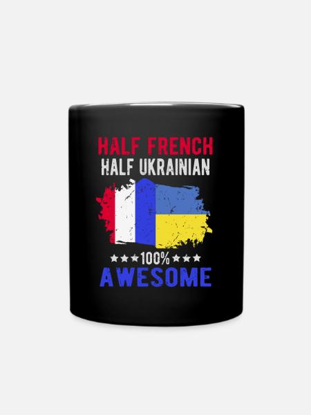 Moitié Français moitié ukrainien - Mug uni - noir