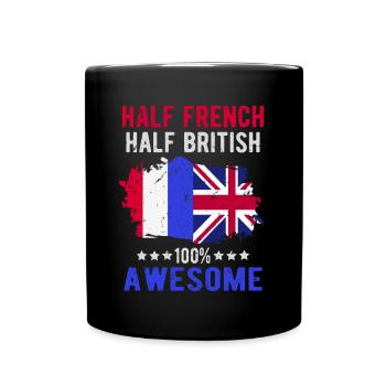Halb Franzose Halb Britisch - Tasse einfarbig - Schwarz - Vorne