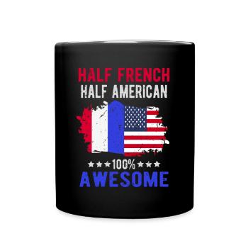 Halb Franzose Halb Amerikaner - Tasse einfarbig - Schwarz - Vorne