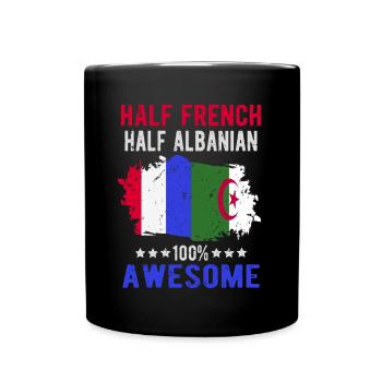 Halb Franzose Halb Albaner - Tasse einfarbig - Schwarz - Vorne