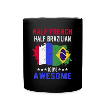 Halb Franzose Halb Brasilianer - Tasse einfarbig - Schwarz - Vorne